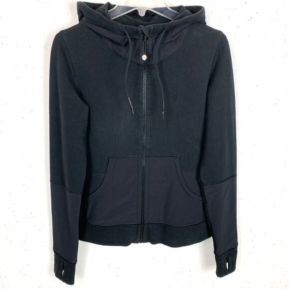 Lululemon Voyage Hoodie Stretch French Terry Yoga Boardshort Fabric Black 8 - Picture 8 of 11